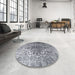 Round Traditional Mist Blue Persian Rug in a Office, tr3651