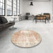 Round Traditional Light Copper Gold Persian Rug in a Office, tr3655