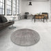 Round Traditional Dark Gray Persian Rug in a Office, tr3658