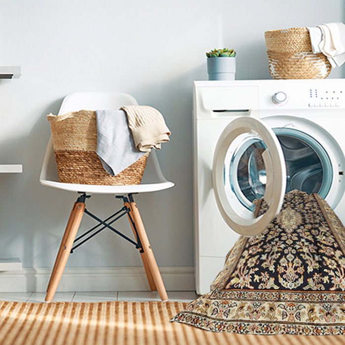 Machine Washable Traditional Brown Rug in a Washing Machine, wshtr365