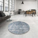 Round Traditional Slate Gray Persian Rug in a Office, tr3660