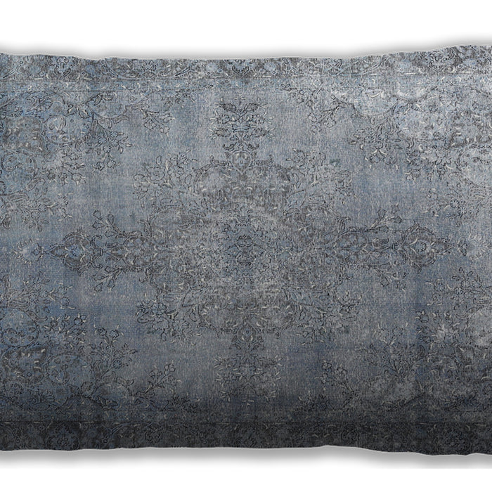 Traditional Classic Rectangular Blue Gray Lumbar Throw Pillow, 13 inch by 19 inch, lbtr3661