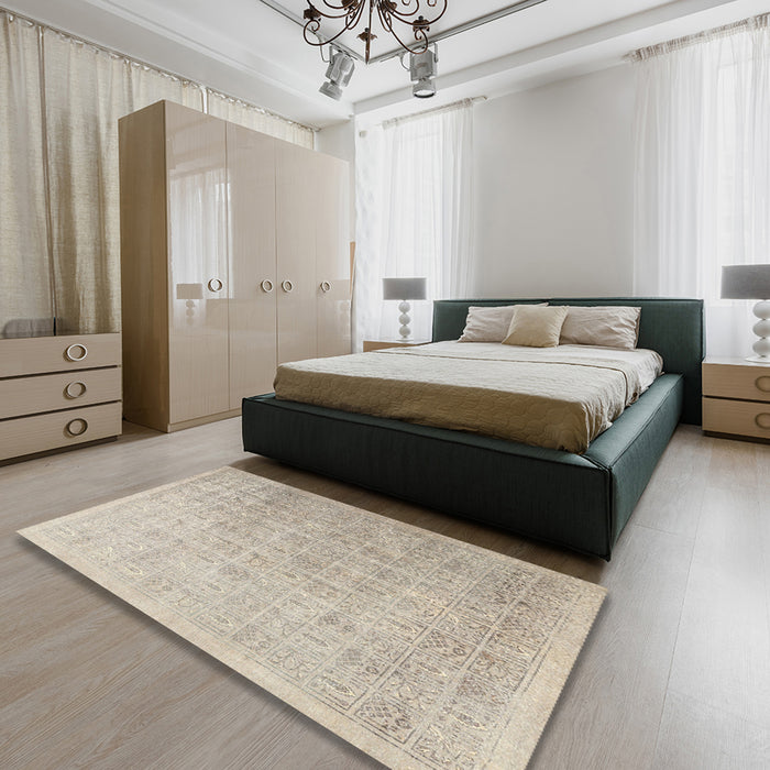 Traditional Camel Brown Persian Rug in a Bedroom, tr3662