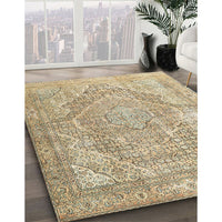 Traditional Dark Almond Brown Medallion Rug, tr3663