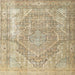 Square Traditional Dark Almond Brown Medallion Rug, tr3663