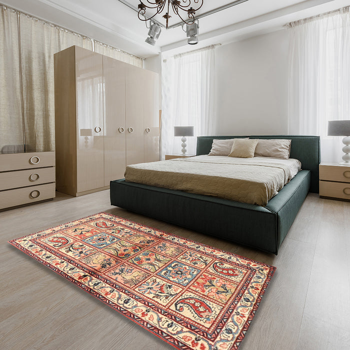 Machine Washable Traditional Chestnut Red Rug in a Bedroom, wshtr3664