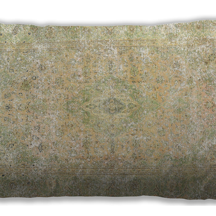 Traditional Classic Rectangular Brown Gold Lumbar Throw Pillow, 13 inch by 19 inch, lbtr3669