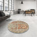 Round Traditional Sienna Brown Persian Rug in a Office, tr366