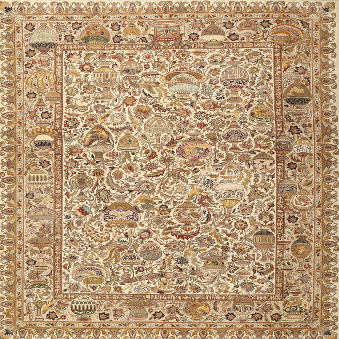 Square Traditional Light Brown Persian Rug, tr3670