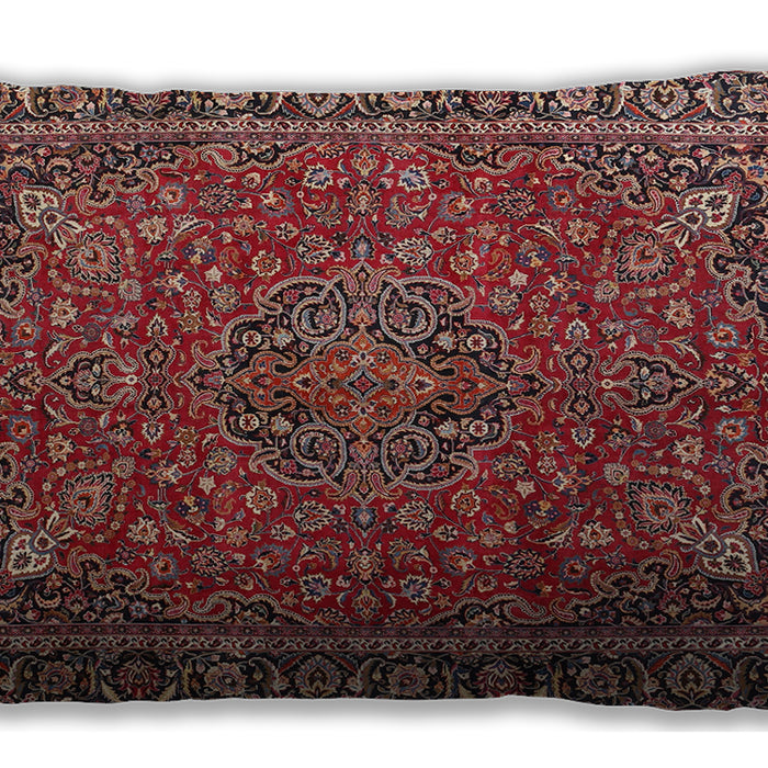 Traditional Classic Rectangular Saffron Red Lumbar Throw Pillow, 13 inch by 19 inch, lbtr3671