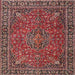 Round Machine Washable Traditional Saffron Red Rug, wshtr3671