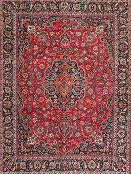 Machine Washable Traditional Saffron Red Rug, wshtr3671