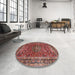 Round Traditional Orange Salmon Pink Persian Rug in a Office, tr3672