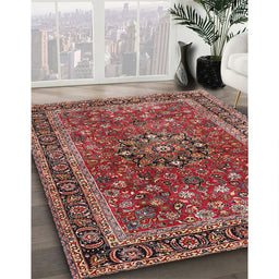 Machine Washable Traditional Orange Salmon Pink Rug in a Family Room, wshtr3672