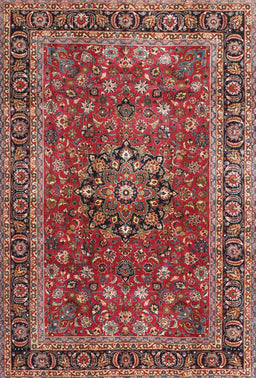 Machine Washable Traditional Orange Salmon Pink Rug, wshtr3672