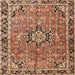 Square Traditional Saffron Red Persian Rug, tr3674