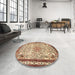 Round Traditional Brown Red Persian Rug in a Office, tr3675