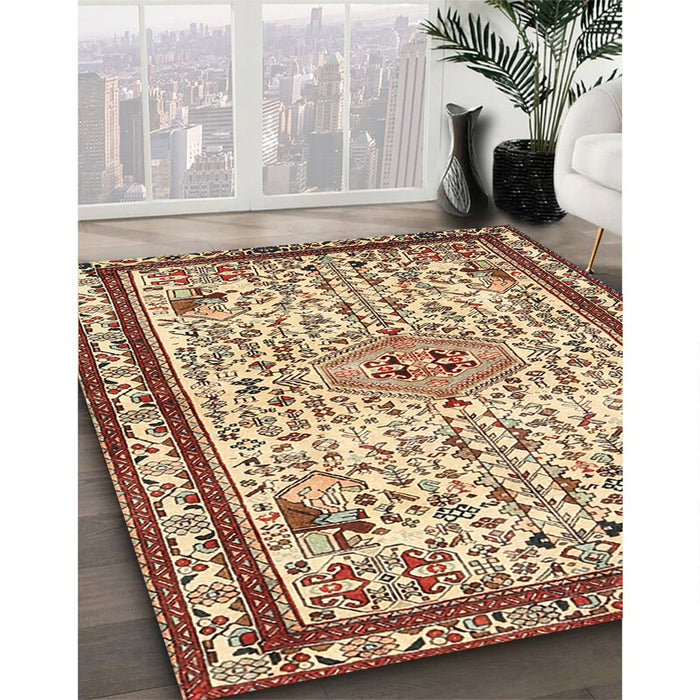 Machine Washable Traditional Brown Red Rug in a Family Room, wshtr3675