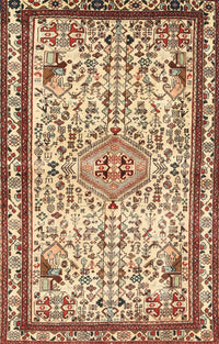 Machine Washable Traditional Brown Red Rug, wshtr3675