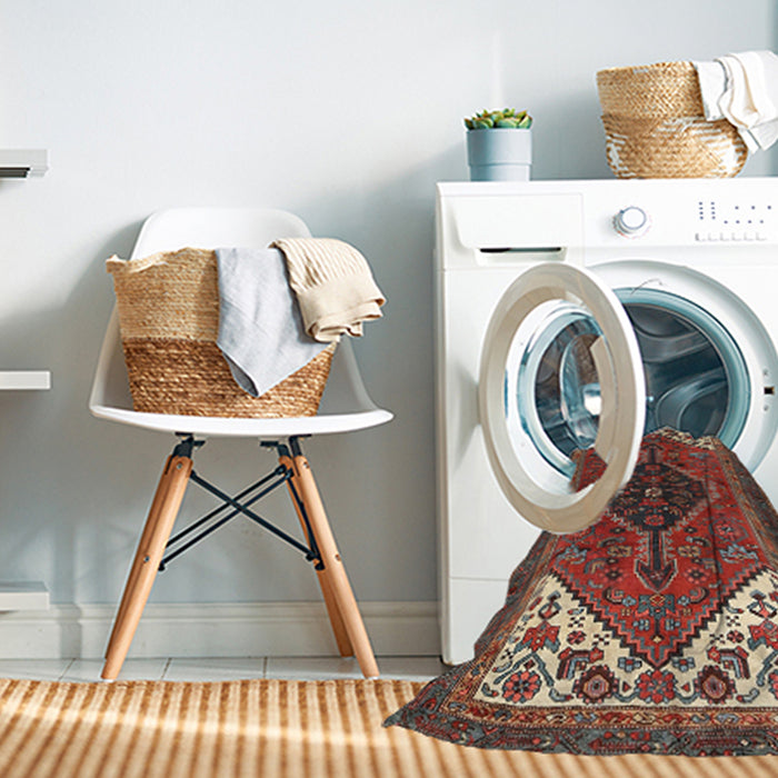 Machine Washable Traditional Dark Almond Brown Rug in a Washing Machine, wshtr3676