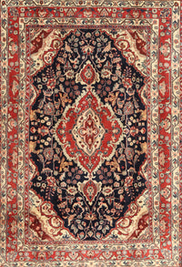 Machine Washable Traditional Saffron Red Rug, wshtr3677