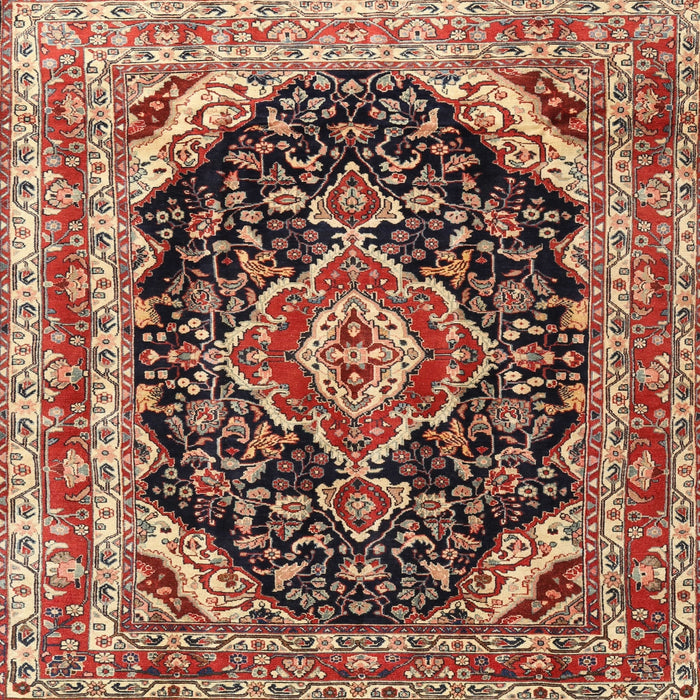 Round Machine Washable Traditional Saffron Red Rug, wshtr3677