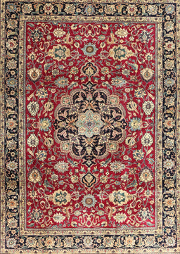 Machine Washable Traditional Saffron Red Rug, wshtr3679