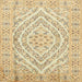 Square Traditional Khaki Gold Medallion Rug, tr367