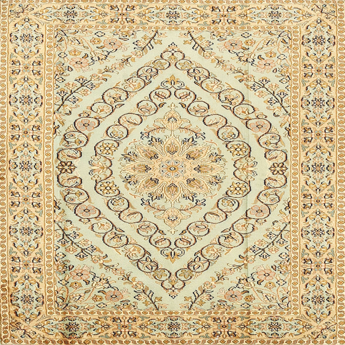Round Machine Washable Traditional Khaki Gold Rug, wshtr367