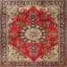 Round Machine Washable Traditional Tomato Red Rug, wshtr3681