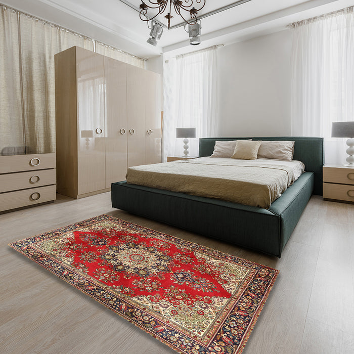 Traditional Red Persian Rug in a Bedroom, tr3681