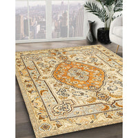 Traditional Brown Gold Medallion Rug, tr3683