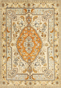 Machine Washable Traditional Brown Gold Rug, wshtr3683