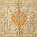 Square Traditional Brown Gold Medallion Rug, tr3683