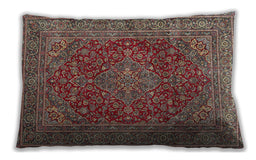Traditional Classic Rectangular Brown Red Lumbar Throw Pillow, 13 inch by 19 inch, lbtr3684