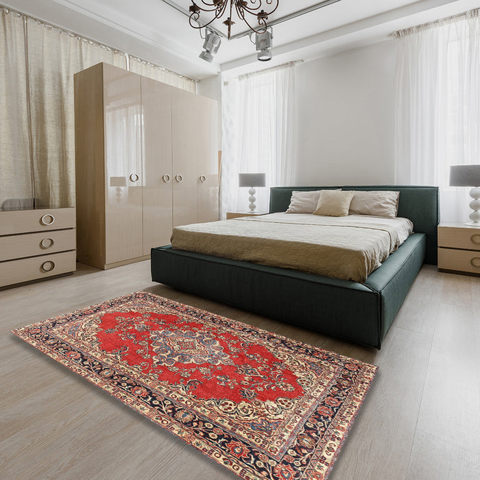 Traditional Red Medallion Rug in a Bedroom, tr3685