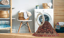 Machine Washable Traditional Orange Brown Rug in a Washing Machine, wshtr3687