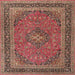 Square Traditional Light Copper Gold Medallion Rug, tr3688