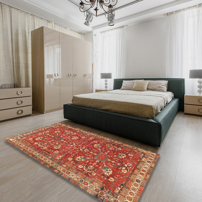 Traditional Red Persian Rug in a Bedroom, tr3689