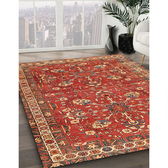 Traditional Red Persian Rug in Family Room, tr3689