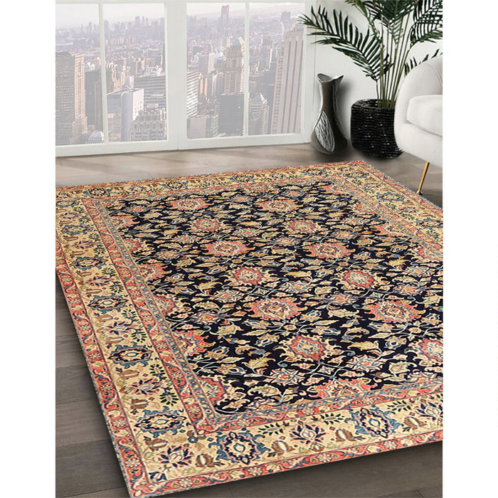 Traditional Reddish Brown Persian Rug in Family Room, tr3690