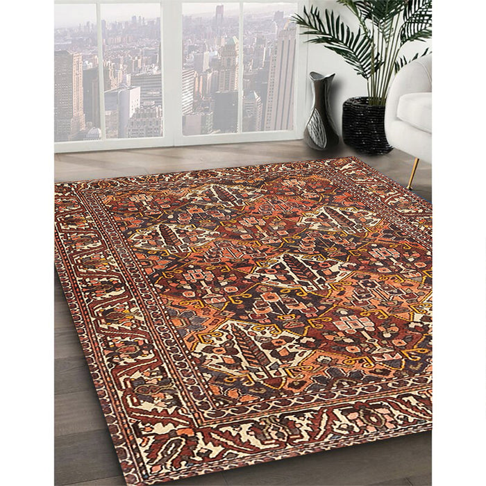 Traditional Saffron Red Persian Rug in Family Room, tr3691
