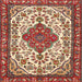 Round Machine Washable Traditional Red Rug, wshtr3693