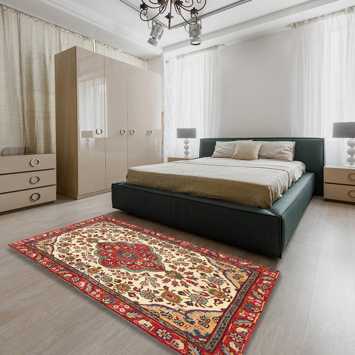 Traditional Red Persian Rug in a Bedroom, tr3693