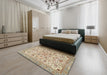 Traditional Khaki Gold Persian Rug in a Bedroom, tr3694