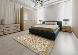 Traditional Khaki Gold Persian Rug in a Bedroom, tr3694