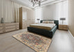 Machine Washable Traditional Sepia Brown Rug in a Bedroom, wshtr3696