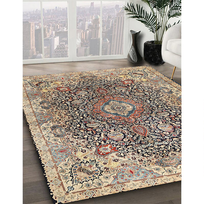 Traditional Reddish Brown Persian Rug in Family Room, tr3696