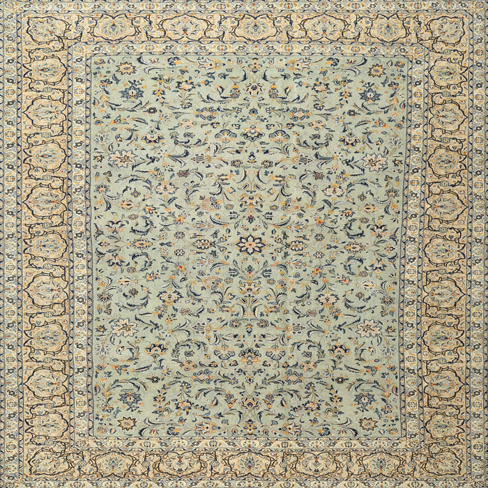 Round Machine Washable Traditional Khaki Green Rug, wshtr3697