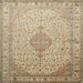 Square Traditional Brown Medallion Rug, tr369